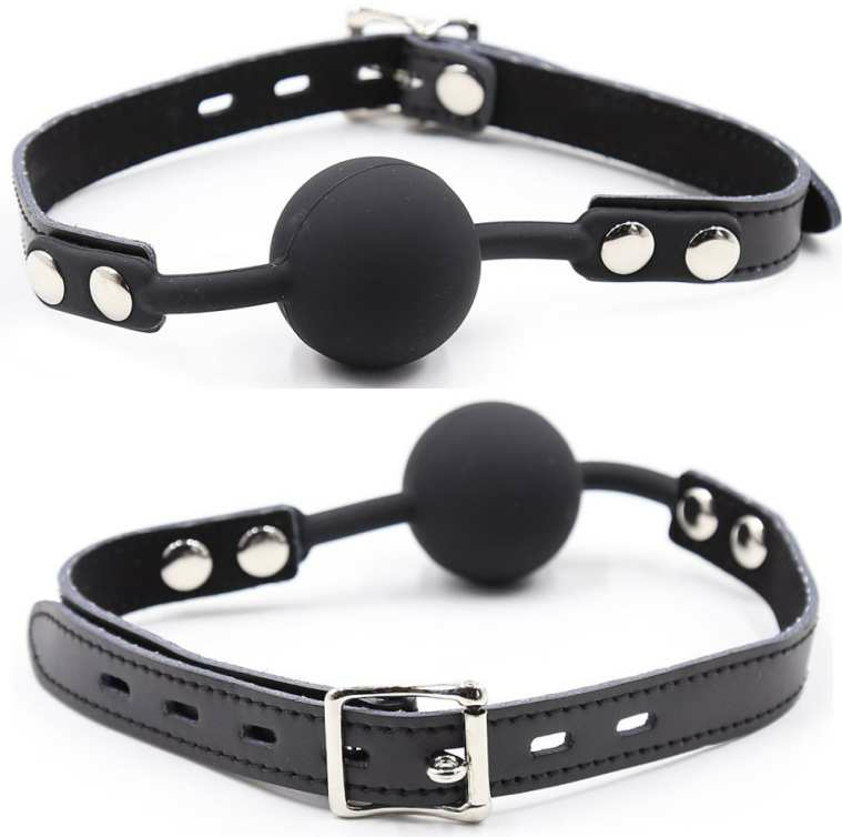 OHMAMA FETISH - BĂILLON BALLE EN SILICONE AVEC CEINTURE EN CUIR (CADENAS INCLUS)