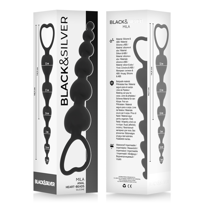BLACK&SILVER - CHAÃŽNE DE COEURS ANAL MILA 18 CM