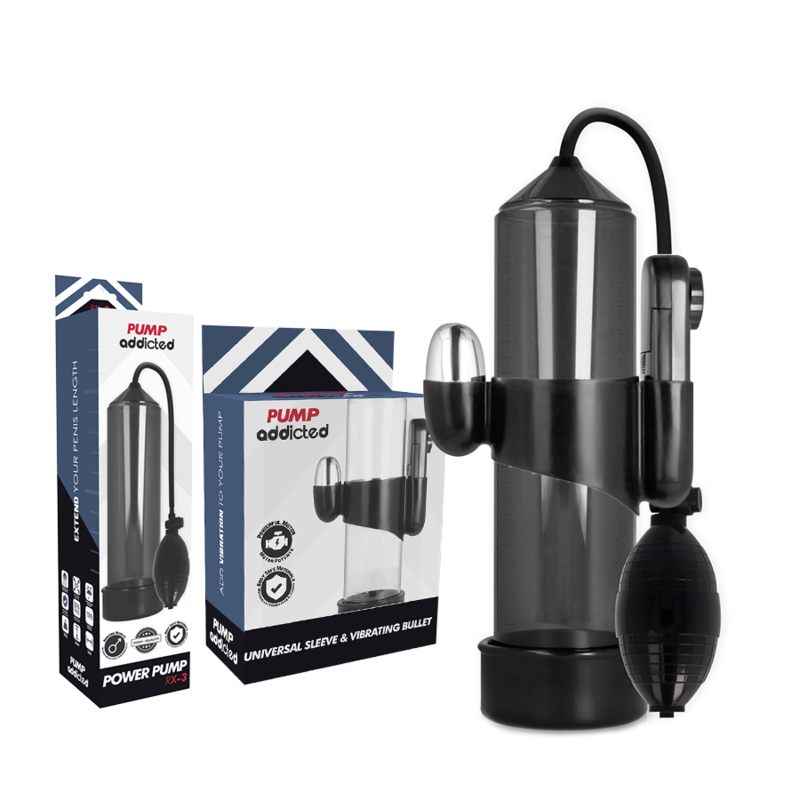 Pompe Pénienne Vibrante Pump Addicted RX3 23 cm – Noir