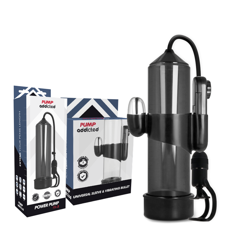 Pompe Pénienne Vibrante Pump Addicted RX5 23 cm – Noir