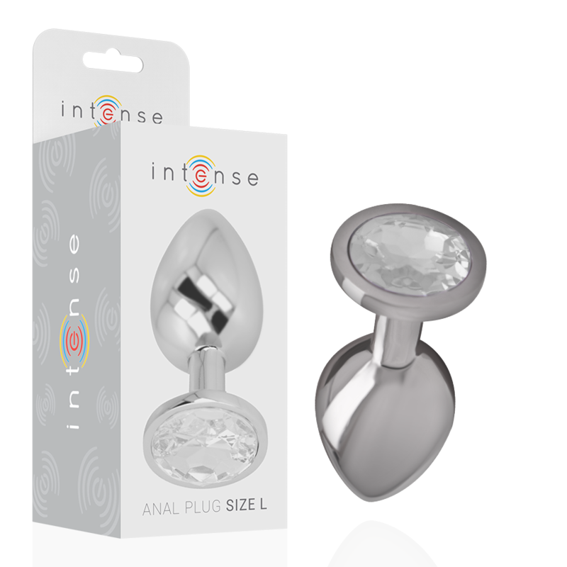 Plug Anal Bijou Intense Métal Cristal Argent – Taille L 9 cm