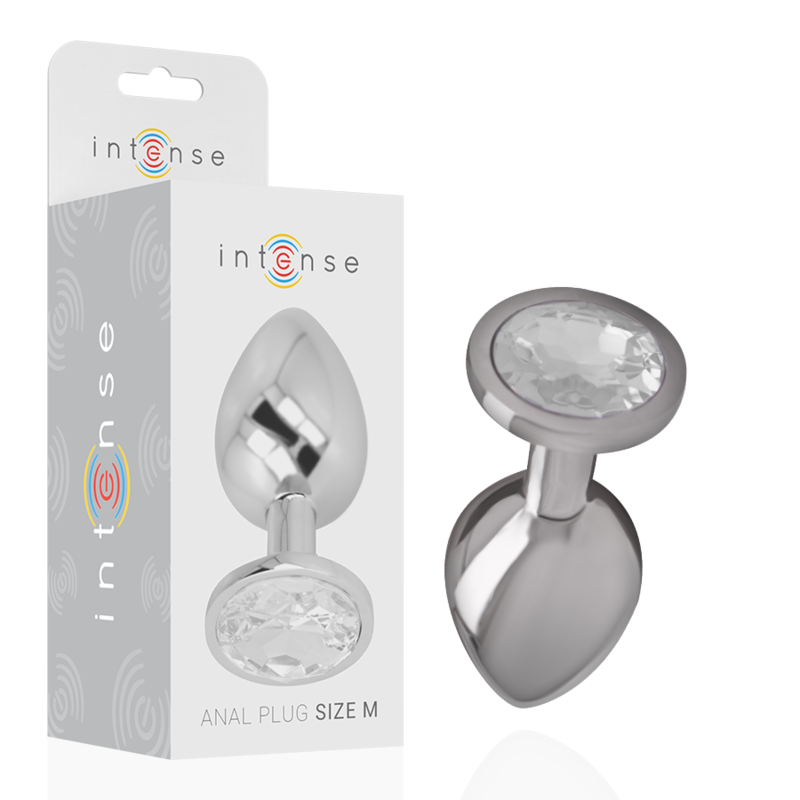 Plug Anal Bijou Intense Métal Cristal Argent – Taille M 7 cm