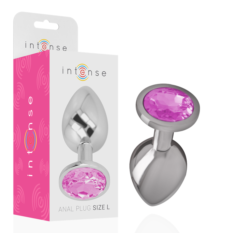 Plug Anal Bijou Intense Métal Cristal Rose – Taille L 9 cm