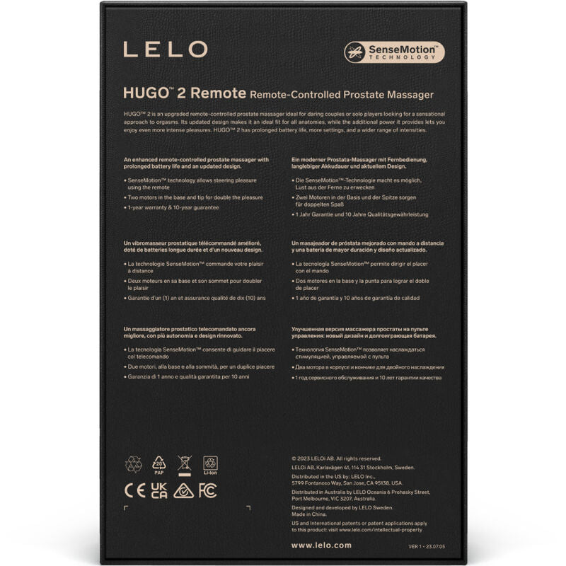 LELO - HUGO 2 MASAJEADOR DE PROSTATA CONTROL REMOTO VERT