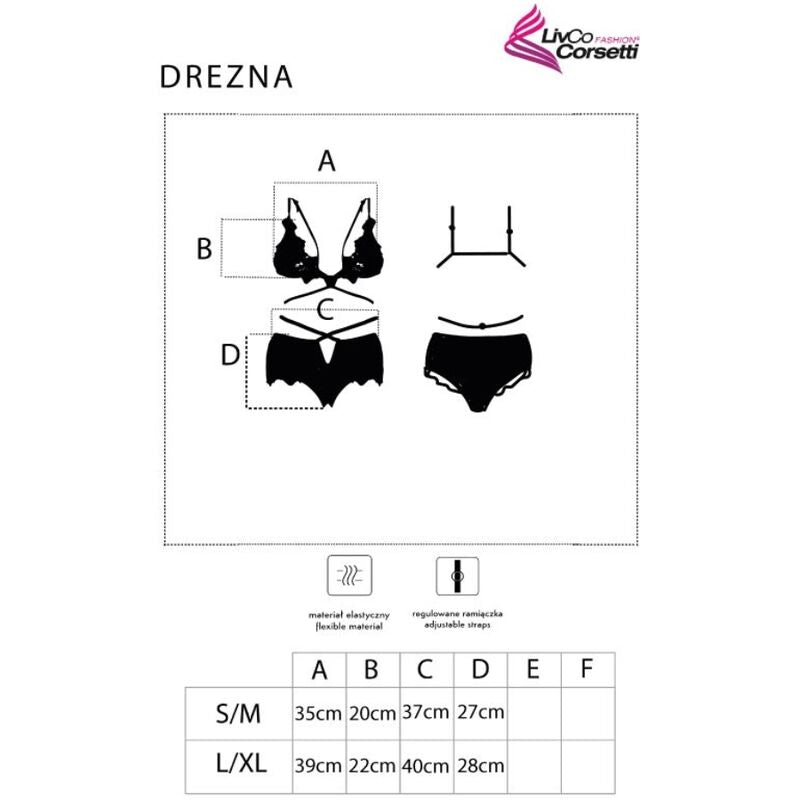 LIVCO CORSETTI FASHION - DREZNA LC 90733 SUJETADOR + PANTY NOIR