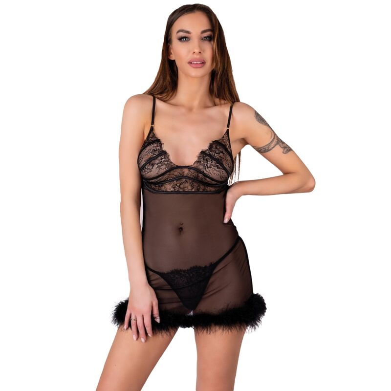 LIVCO CORSETTI FASHION - ZERUNAM SET BABYDOLL + TANGA NOIR