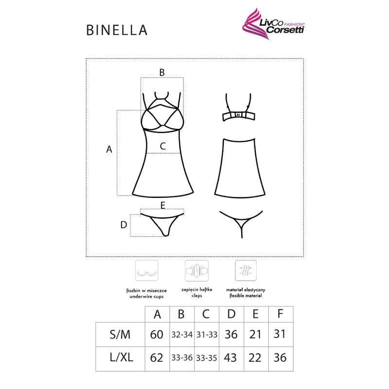 LIVCO CORSETTI FASHION - BINELLA SET BABYDOLL + TANGA NOIR