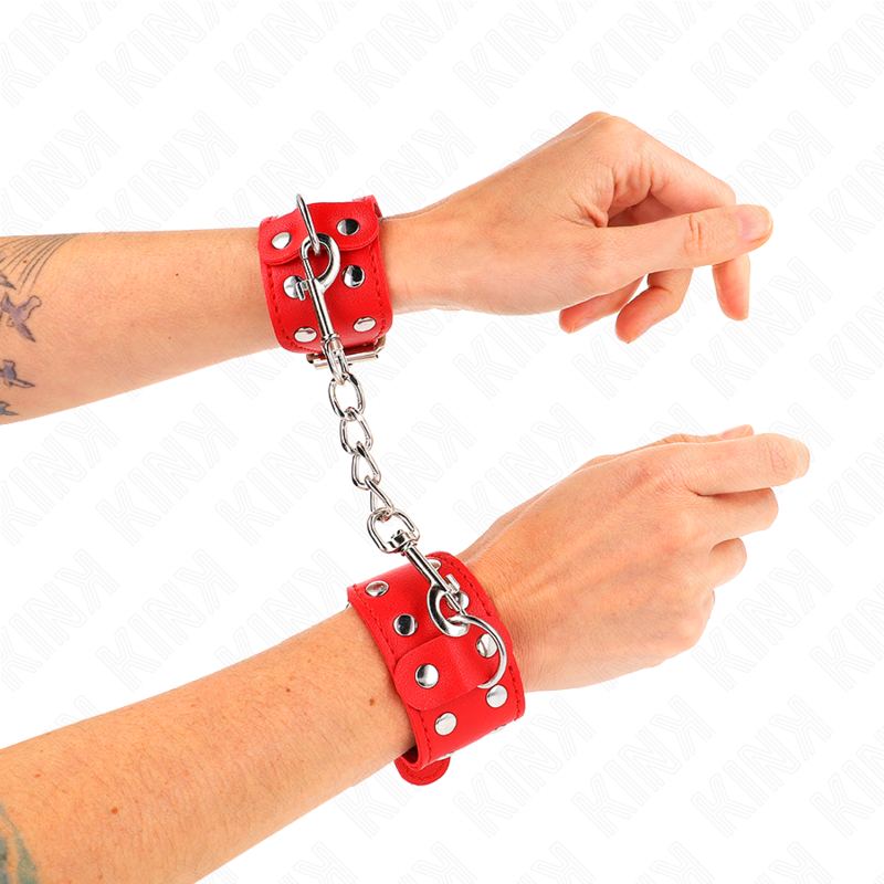KINK - BRACELETS AVEC DOUBLE LIGNE DE CLOUS RĂGLABLES ROUGE