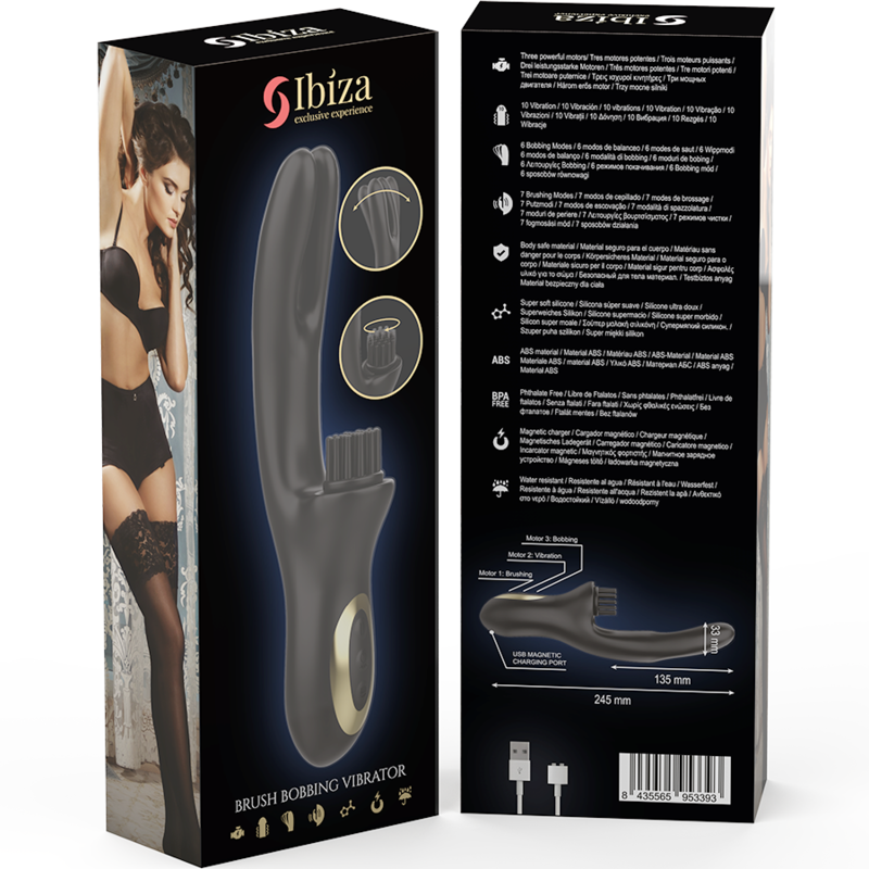 IBIZA - VIBRATEUR CLITORIALE MULTICELLULAIRE Ă BROSSAGE RABITT HI-TECH ET DOUBLE ONDES