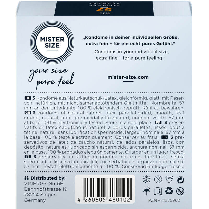 Préservatifs Mister Size Taille L 57 mm – Boîte 3 unités