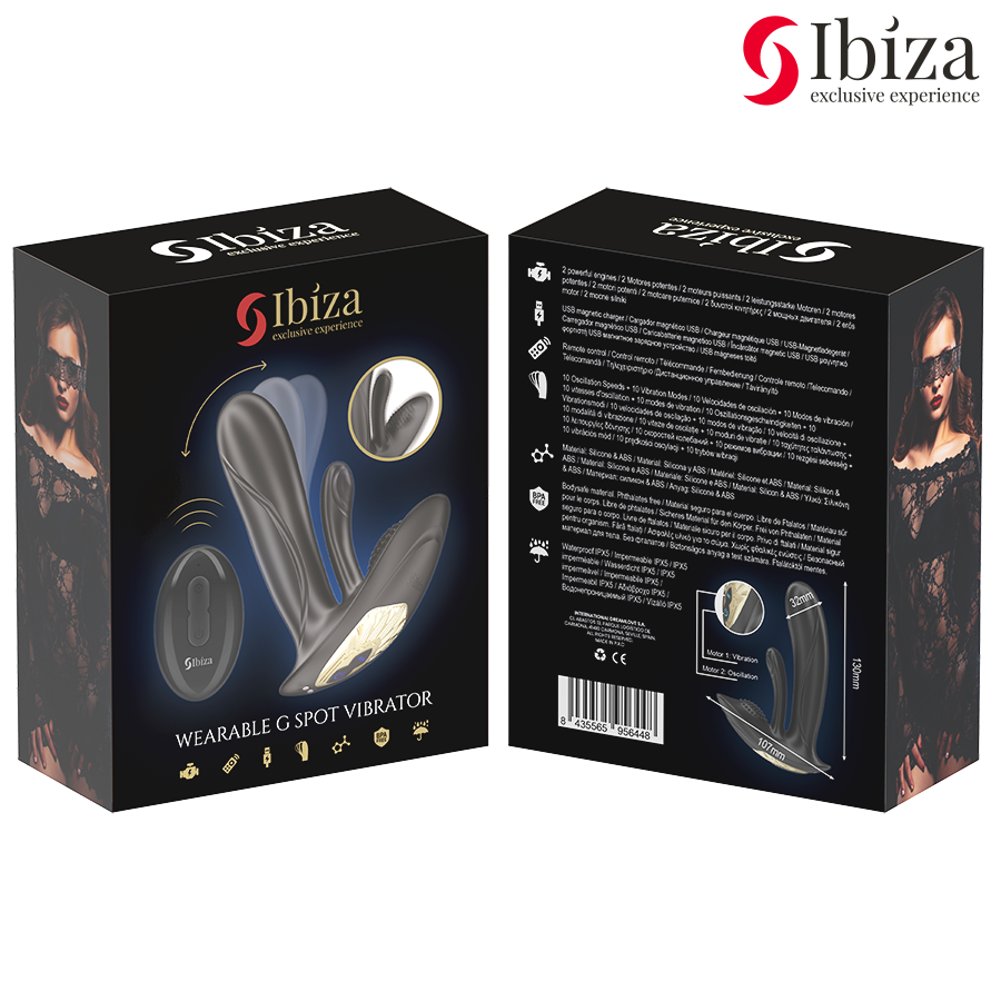 IBIZA - VIBRATEUR PORTABLE AVEC STIMULATION DU POINT G ET DU CLITORIS AVEC TĂLĂCOMMANDE