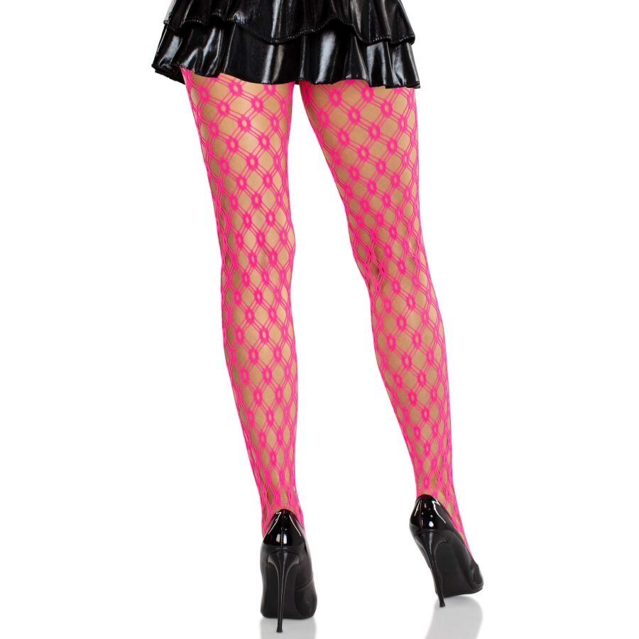LEG AVENUE - COLLANTS EN DENTELLE AVEC Å’ILLETS ROSE FLUO