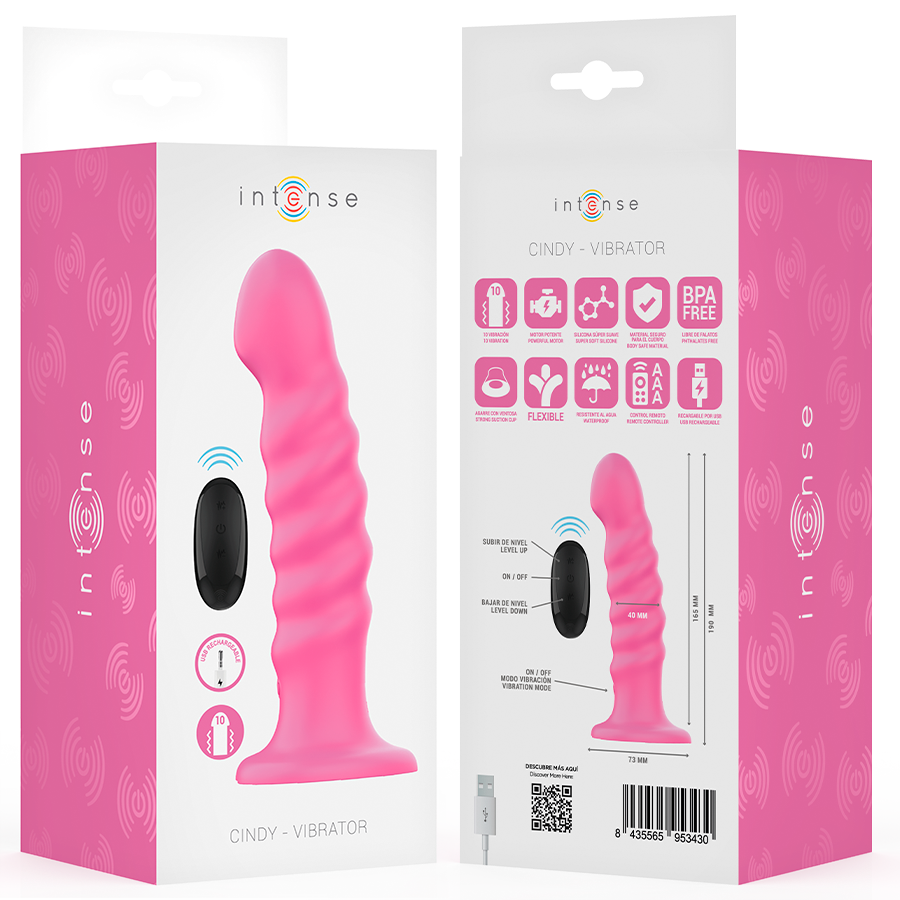 INTENSE - CINDY VIBRATEUR TAILLE L DESIGN SPIRALE 10 VIBRATIONS ROSE TĂLĂCOMMANDE