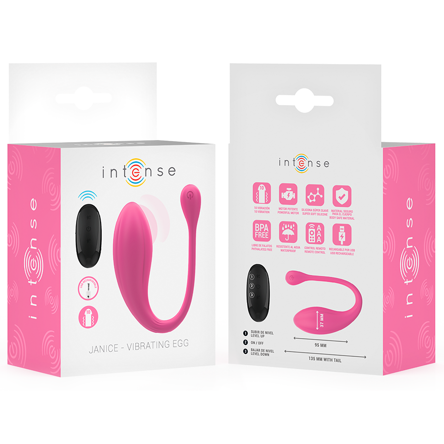 INTENSE - JANICE U VIBRATEUR DOUBLE STIMULATION 10 VIBRATIONS ROSE TĂLĂCOMMANDE