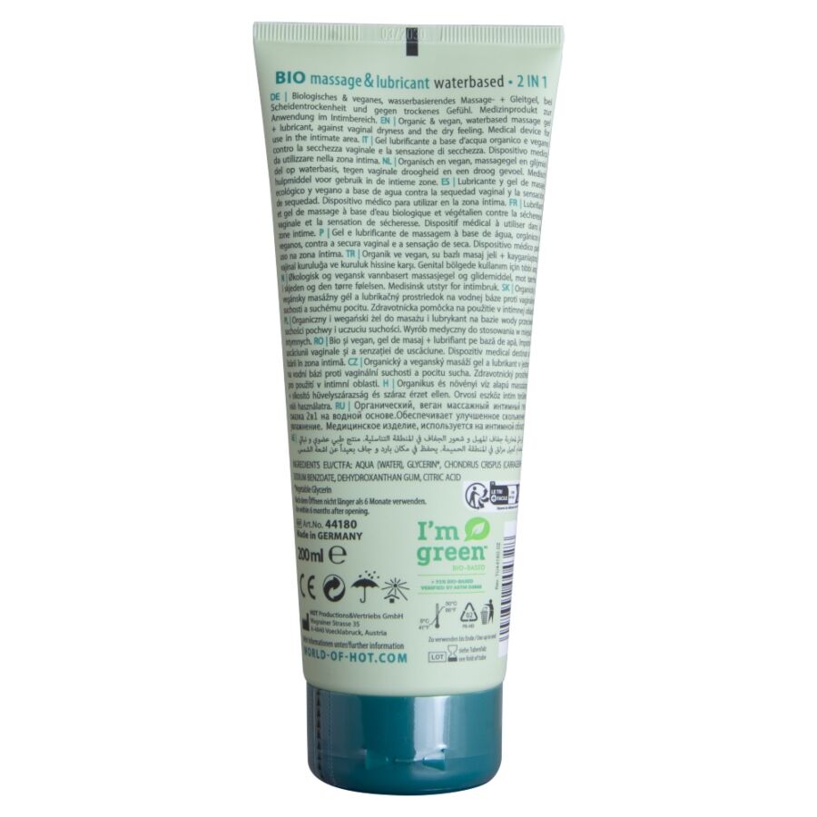 HOT - BIO MASSAGE ET LUBRIFIANT Ă BASE D'EAU 2 EN 1 200 ML