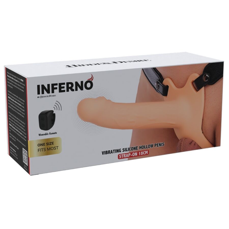 HIDDEN DESIRE - INFERNO MANCHON PĂNIS VIBRANT AVEC STRAP-ON 18 CM