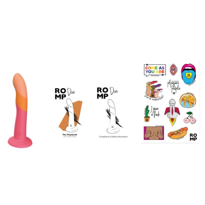 ROMP - DIZI GODEMICHET EN SILICONE AVEC VENTOUSE TRICOLĂ 18 CM
