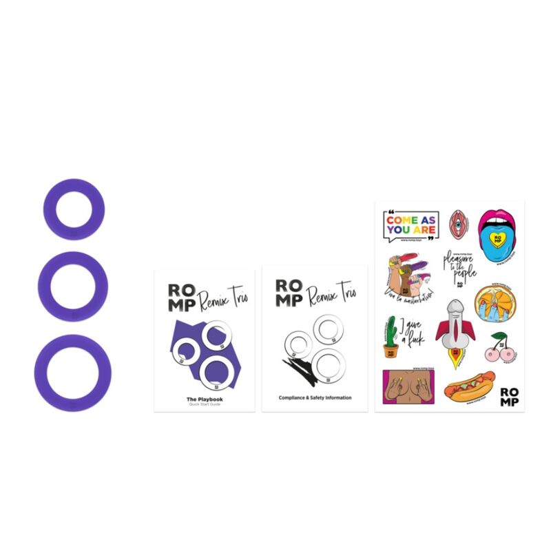 ROMP - REMIX TRIO ENSEMBLE DE 3 ANNEAUX PĂNIS EN SILICONE VIOLETTES