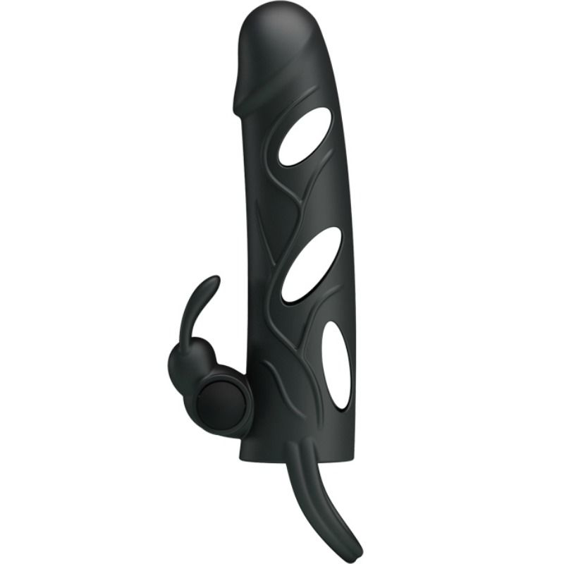 Manchon Vibrant Pretty Love 14 cm V2 Anneau Lapin – Noir