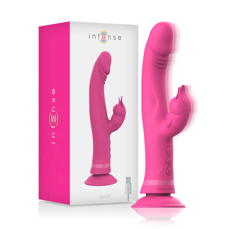 Vibromasseur Lapin Intense Julio – Silicone Rose Double Stimulation