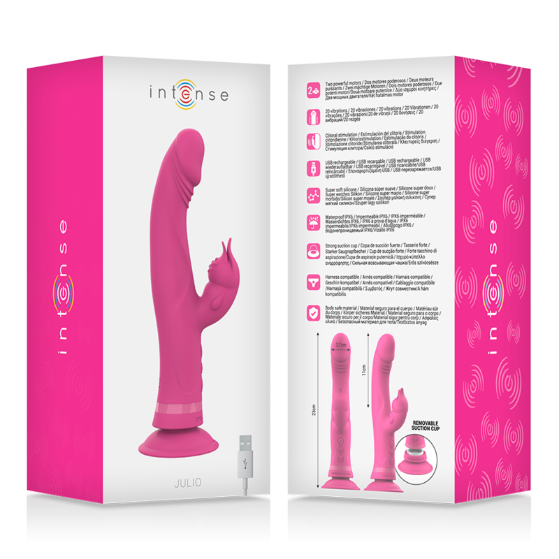 Vibromasseur Lapin Intense Julio – Silicone Rose Double Stimulation
