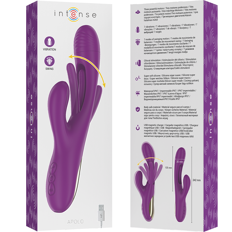 Vibromasseur Multifonction Intense Apolo – 7 Vibrations Langue Oscillante Violet