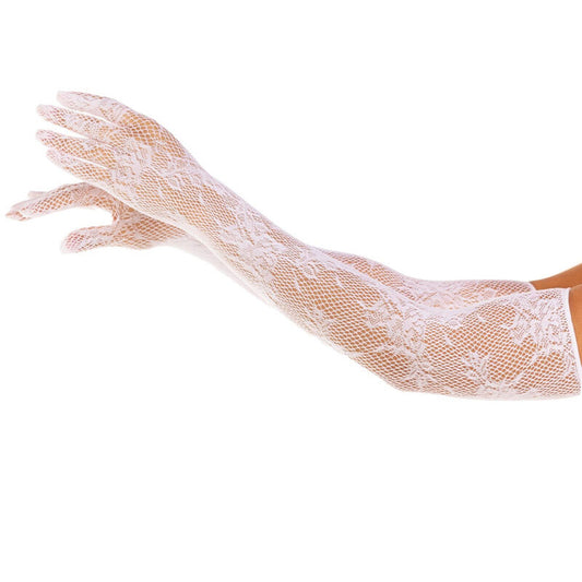 LEG AVENUE - GUANTES RED FLORAL BLANC