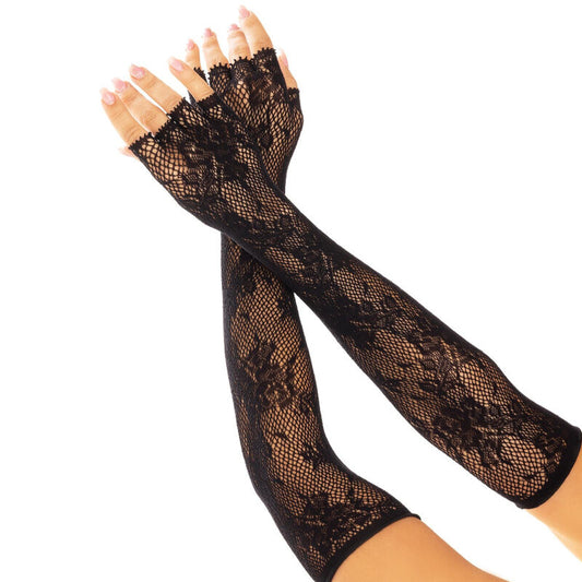 LEG AVENUE - GUANTES SIN DEDOS RED FLORAL BLANC