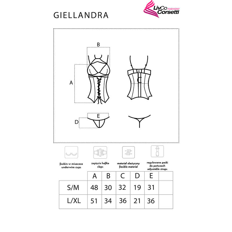 LIVCO CORSETTI FASHION - GIELLANDRA FOR THE SENSES COLLECTION CORSET + PANTY NOIR