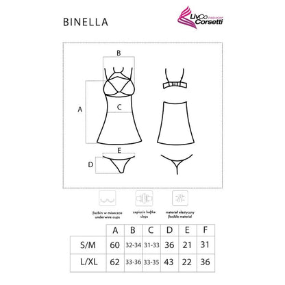 LIVCO CORSETTI FASHION - BINELLA SET BABYDOLL + TANGA NOIR