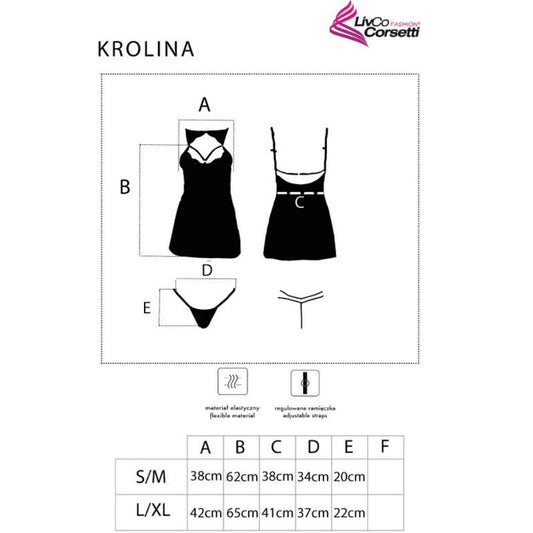 LIVCO CORSETTI FASHION - KROLINA LC 90734 CHEMISE + TANGA NOIR S/M