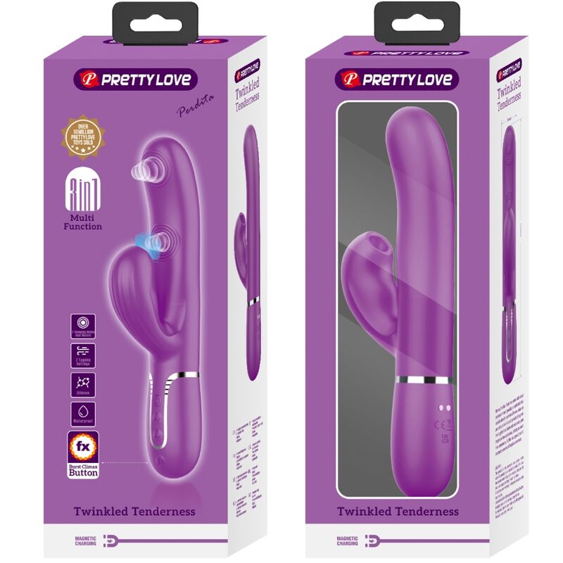 Vibromasseur Lapin Pretty Love Perlita 3 en 1 – Violet
