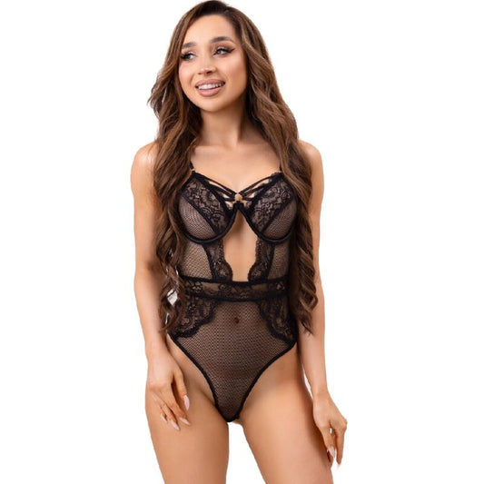 LIVCO CORSETTI FASHION - PAULA LC 20209 BODY CON ADORNOS DE ENCAJE NOIR S/M