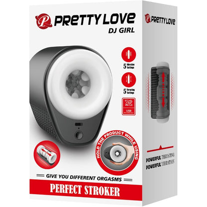 PRETTY LOVE - MASTURBATEUR POUR HOMME DJ GIRL AVEC VIBRATION 5 RÉGLAGES NOIR