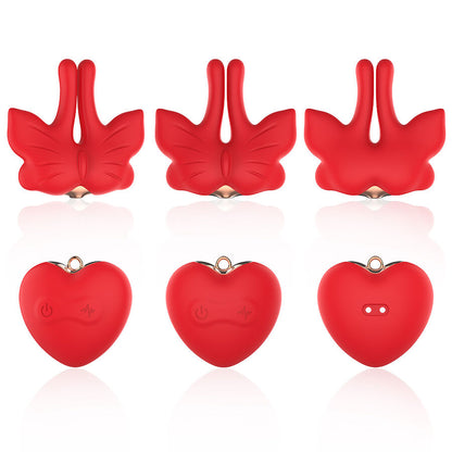 ARMONY - PINCES À TÉTONS MAGNÉTIQUES À VIBRATION FORME PAPILLON ROUGES