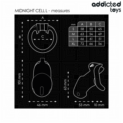 ADDICTED TOYS LOCKED - MINDNIGHT CELL CAGE À PÉNIS TAILLE L