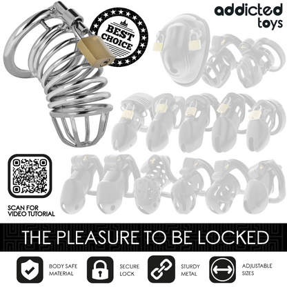ADDICTED TOYS LOCKED - CAGE À PÉNIS EN MÉTAL IRON CELL 5 CM TAILLE L