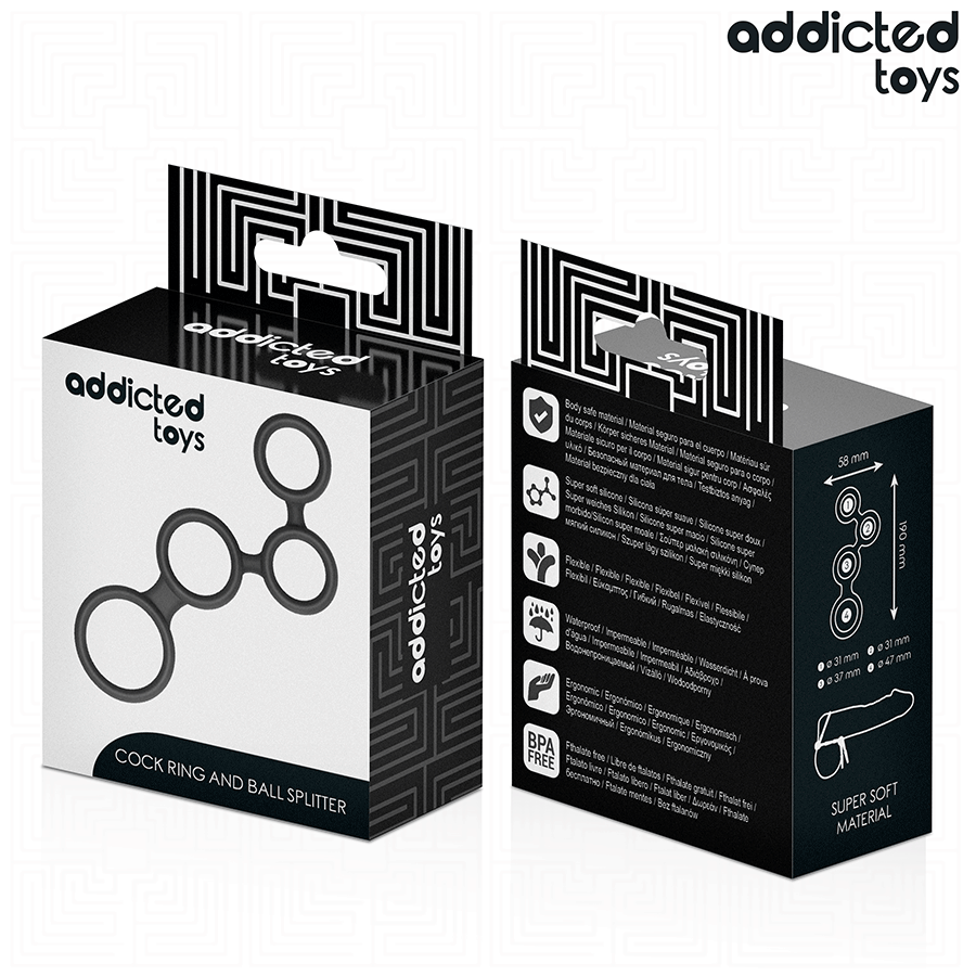 ADDICTED TOYS - ANNEAU PÉNIS AVEC SÉPARATEURS POUR TESTICULES