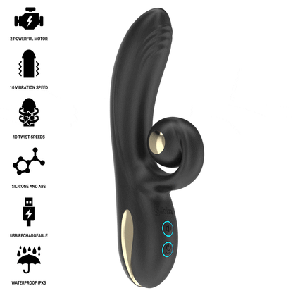 IBIZA - VIBRATEUR TWISTER AVEC STIMULATEUR DE COURBES ET VIBRO-ROTATION