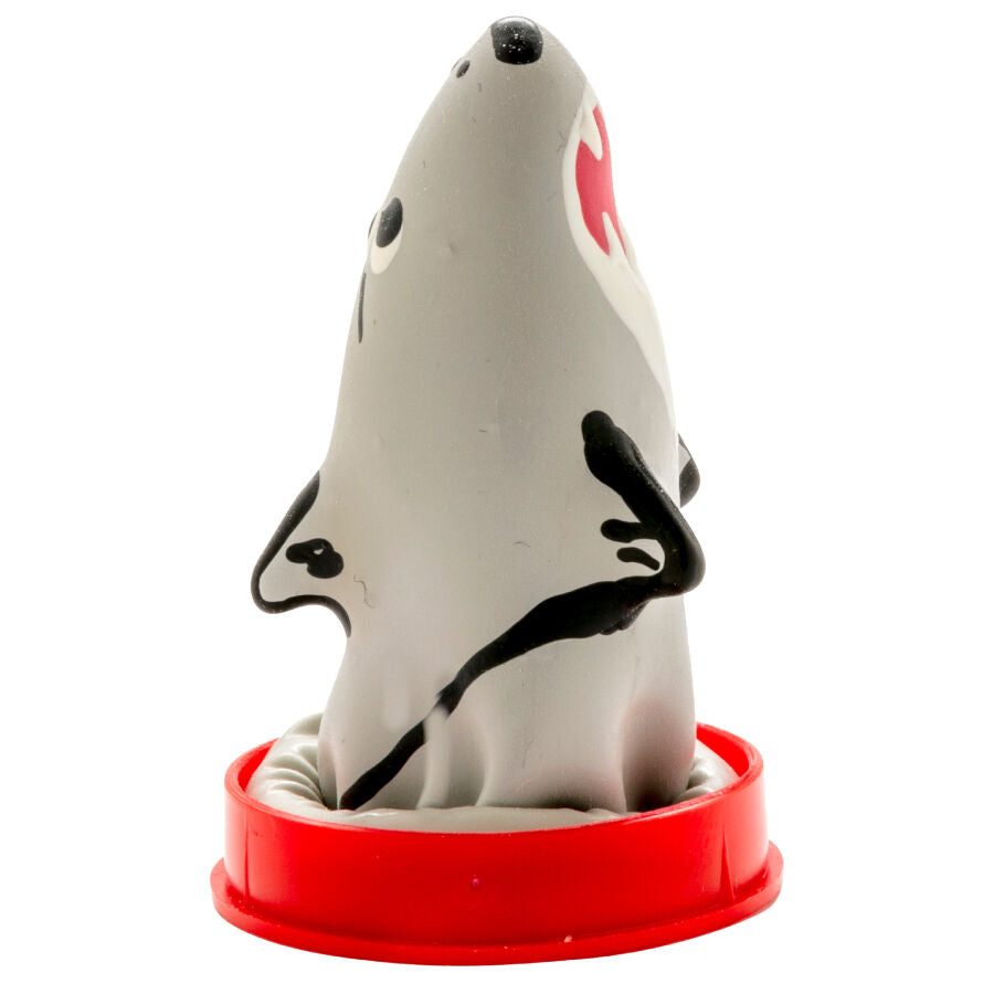 CONDOMERIE - PRÉSERVATIFS FANTAISIE PEINTS À LA MAIN MODÈLE REQUIN 1