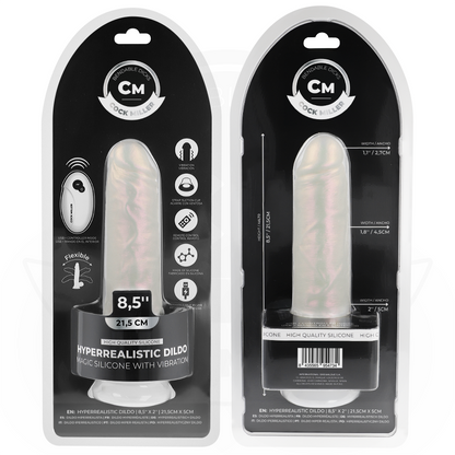 COCK MILLER - GODE AVEC VENTOUSE, LUMIÈRES ET VIBRATIONS AVEC TÉLÉCOMMANDE BLANC 21,5 CM