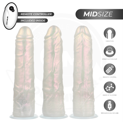 COCK MILLER - GODE AVEC VENTOUSE, LUMIÈRES ET VIBRATIONS AVEC TÉLÉCOMMANDE BLANC 20,5 CM