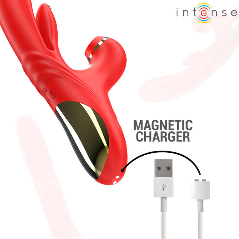 INTENSE - KAROL VIBRATEUR MULTIFONCTION POUSSÉE & STIMULATION & ONDES STIMULANTES ROUGE