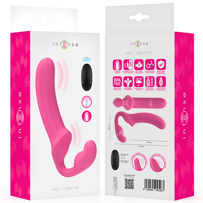 INTENSE - AMY DOUBLE VIBRATEUR 20 CM ROSE TÉLÉCOMMANDE