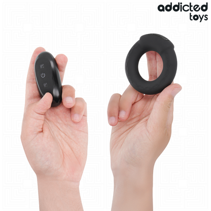 ADDICTED TOYS - ANNEAU PÉNITENTIAIRE VIBRANT À EFFET CHAUFFANT AVEC TÉLÉCOMMANDE