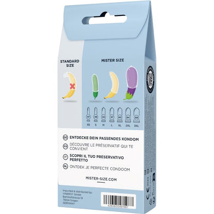 MISTER SIZE - KIT DE TEST : 3 PRÉSERVATIFS DE TAILLES DIFFÉRENTES + MÉLANGE À POINTS