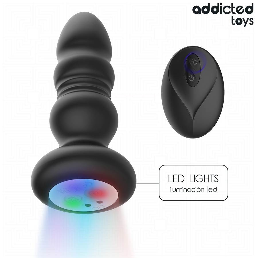 ADDICTED TOYS - PLUG ANAL ROTATIF ET VIBRANT, TÉLÉCOMMANDE AVEC LUMIÈRE LED