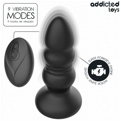 ADDICTED TOYS - PLUG ANAL ROTATIF ET VIBRANT, TÉLÉCOMMANDE AVEC LUMIÈRE LED