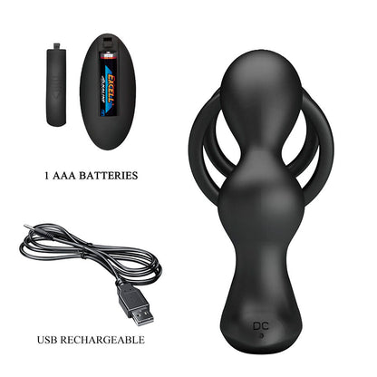 MR PLAY - PLUG ANAL VIBRANT AVEC ANNEAU PÉNIS ET TÉLÉCOMMANDE