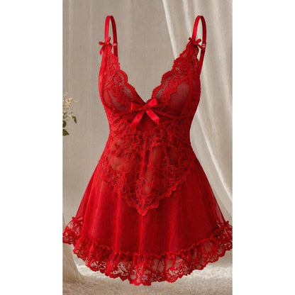 LIVCO CORSETTI FASHION - ENSEMBLE NUIT T-SHIRT + CULOTTE ROUGE 2028 L/XL